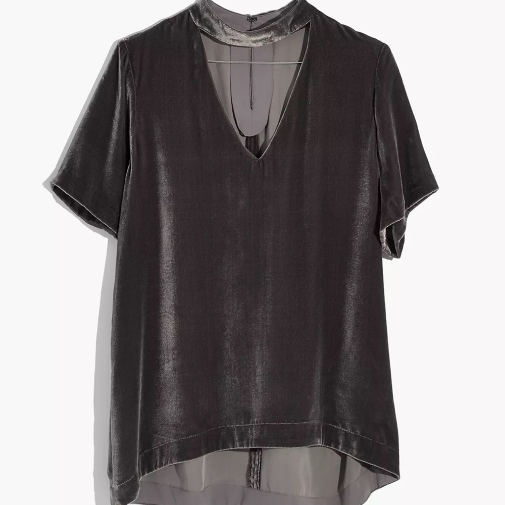 Madewell Velvet Choker Top in gunmetal - Picture 4 of 7